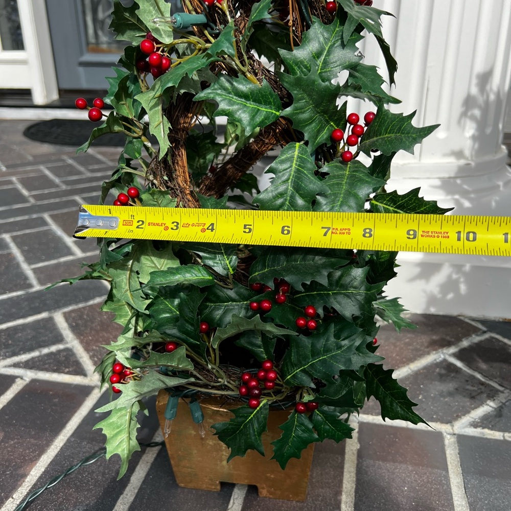 Set of 2 Lighted Berry Christmas Trees Holiday Decor - Picture 12 of 16